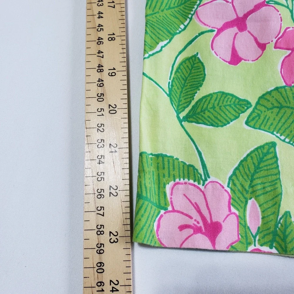 Vintage Lilly Pulitzer Size 8 Mandevilla Capri Pants Green Pink Floral Print